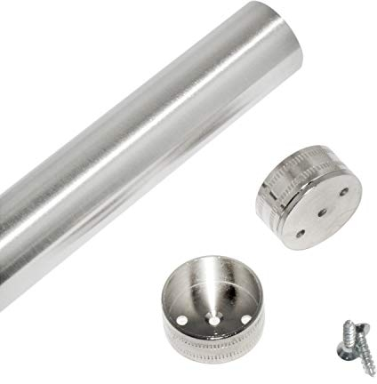 Edelstahl, V2A, Schrankrohr, Kleiderstange, Garderobenstange, Reckstange, 1200mm, ø 25mm, mit V2A Halterung, verdeckte Verschraubung, Materialstärke etwa 1,0mm