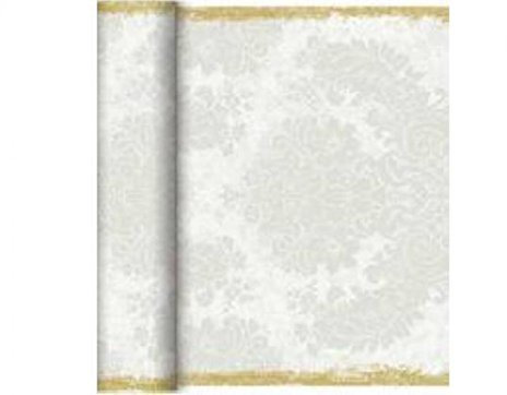 Duni Dunicel Tischläufer Tête-à-Tête Royal White 40 x 2400 cm, Duni Tete a Tete Royal White mit 20 perforierten Abschnitten à 1,20 m lang und 0,40 cm breit