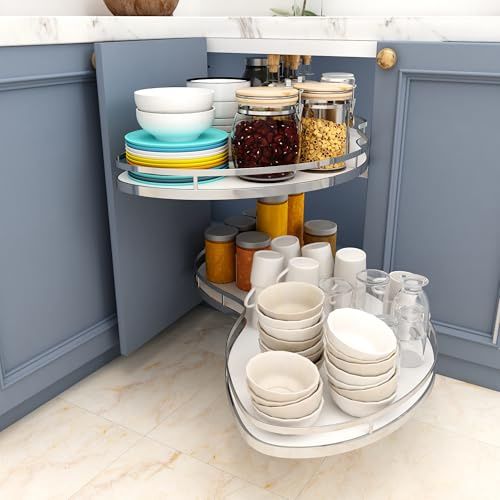 VADANIA Kitchen Cabinet Blind Corner Pullout Organizer for 36-inch/900mm Cabinet, 2-Tiers Swing Tray, Soft Close, Right Handed Open