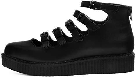 Womens Multi-Strap Pointed Mary Jane Creeper (US: Women 10, Black TUKskin™, Numeric_10)