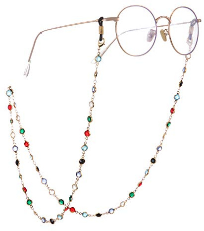 TEAMER Mode Coloré Chaîne de Lunettes de Soleil Sangle de Lunettes de Soleil Porte-Lunettes Cristal Déclaration Perlée Lecture Chaîne de Lunettes de Soleil Bohème pour Femmes Filles