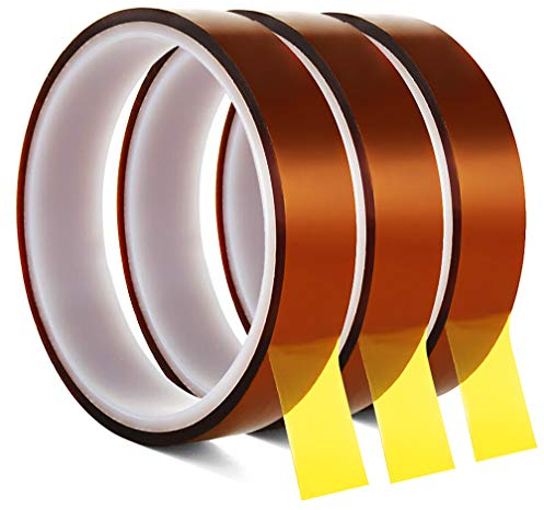 High Temperature Heat Resistant Tape, SACONELL 20mmX20m Polyimide High Temperature Resistant Tape Sublimation Heat Tape for Masking and Soldering(3 Roll)