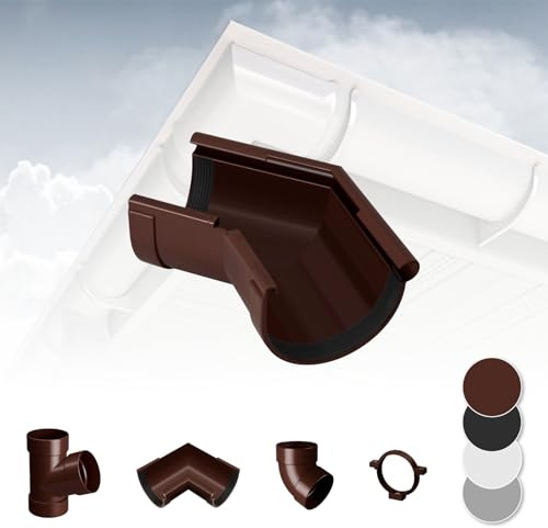 RAINWAY S Regenrinnen System (Rinnenwinkel Außen 135° braun) - PVC-U Kunststoff in 4 Farben, für Dachflächen < 100m² empfohlen, Eckstück 135 Grad Bogen