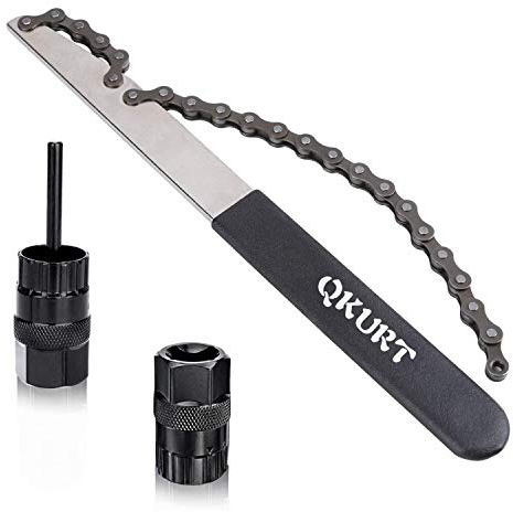 QKURT 3PCS Fahrrad-Werkzeug, Fahrrad Kettenpeitsche, Kassettenabzieher Schraubkranzabzieher Kit Fit für 7,8,9,10,11,12 Speed Chains Fach Kassetten