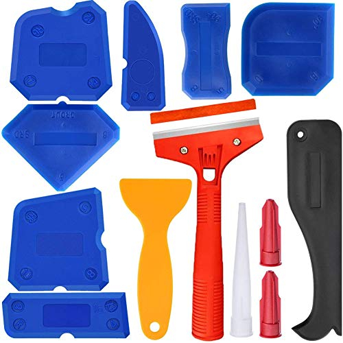 Kit D'outils De Calfeutrage 13 Pièces, Applicateur De Finition De Colle De Verre, Ensemble D'épandeur De Mastic En Silicone, Grattoir Pour Moulage, Collage De Raccords De Sol
