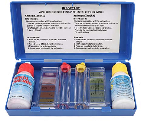 Joyzan Kit de test de PH de piscine, outil de test de chlore de piscine Kit de test de PH de chlore Accessoires de boîte de test de qualité de l'eau pour test de recharge chimique d'eau de spa piscine