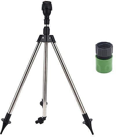 Aspersor de trípode giratorio de 360 grados, aspersores de riego giratorio de acero inoxidable, trípode telescópico para patio, césped, triángulo de área grande, 2 unidades