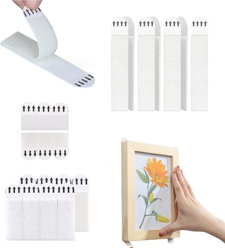 KHIRY Klettband Selbstklebend Extra Stark 48 Paar (96Stück) Bilder Montage Strips, Selbstklebend Poster Strips, Powerstrips, Bildaufhänger ohne Bohren Ablösbar Bilder Montagestreifen Klebeband