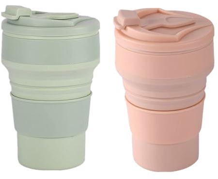 DragonX2 2 Pezzi Silicone Bicchiere Pieghevole 350ml Tazze Pieghevoli Bicchiere Pieghevole In Silicone Senza Bpa Per Picnic, Campeggio, Escursionismo E Viaggi