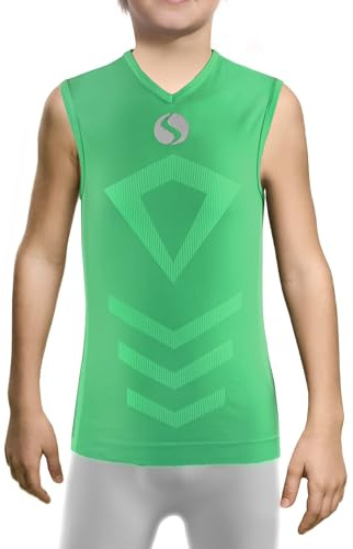 sesto senso Maglietta Termica Senza Maniche per Ragazzi Intimo Sportivo Compressivo Canotta Tank Top 4XS/3XS Green Verde