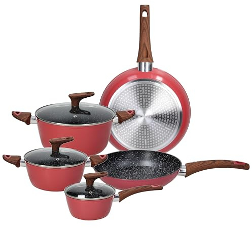 Tognana Rose Salt, batteria di pentole e padelle, 8 pezzi, alluminio, rosa