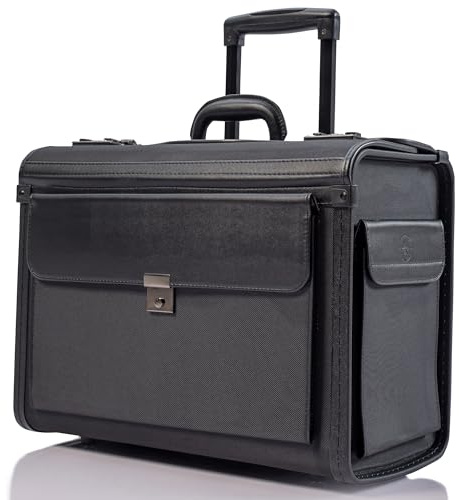 HAMMER ANVIL 19 Wheeled Briefcase Rolling Case Sales Sample Pilot Lawyer Attache Black Ballistic Nylon