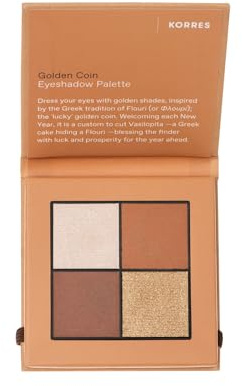 KORRES Eyeshadow Palette Golden Coin, Lidschattenpalette in goldenen Shades, 4 intensive Farbtöne, silikon- und parabenfrei, 5g