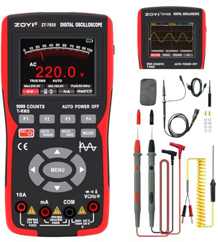 ZOYI ZT-702S 2-in-1 Handheld Digital Oscilloscope + True RMS 9999-Count Multimeter, 10 MHz Bandwidth, 48 MSa/s Sampling, 2.8″ IPS Display, Portable Electronics & Automotive Tester