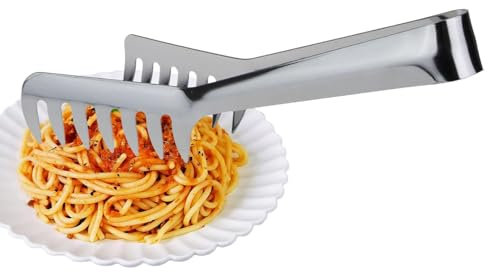 Pinza Pasta Acciaio Inox - Pinza Spaghetti Acciaio Inox | Server per spaghetti per cucina | Pinze per spaghetti per servire cibo | Pinze da cucina per spaghetti con impugnatura comoda e resistente al