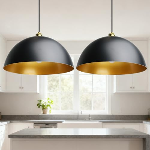 Maxled, Light is Led! Suspension Noir Et Or Culot E27 Lampe Suspendue Industrielle Ø40cm Lampe Suspendue Moderne Lampes Suspendues Plafonnier Suspendu Vintage Ferme Métal Plafonnier Cuisine 2 Pièces