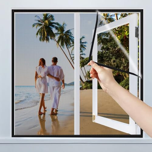 Fliegengitter Insektenschutz 50x100cm Schwarz Insektennetz FüR Fenster mit Klettband Ideal für die Balkontür Kellertür und Terrassentür
