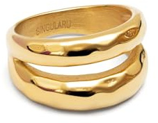 SINGULARU - Anillo Oceana. Acero con Baño en Oro de 18 Kt. Joyas Para Mujer. Talla 10-18.