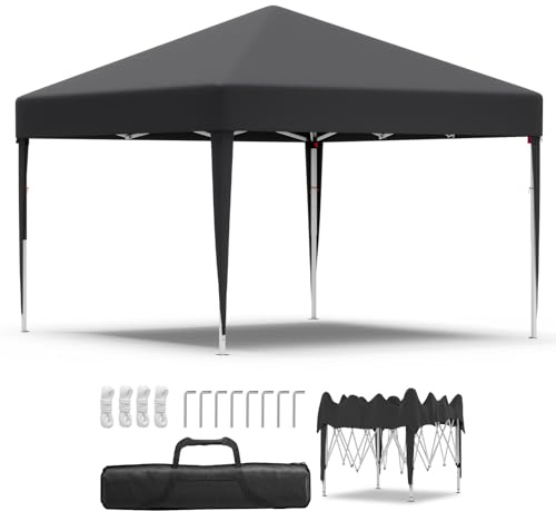 JUMMICO Pavillon 2x2 Höhenverstellbar Stabil Wasserdicht,Faltpavillon UV-Schutz 50+,Pavillion Gartenpavillon für Markt, Garten, Events, Faltzelt Grau