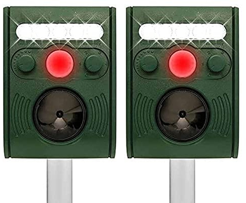 2X Repellente per Gatti - Ultrasuoni Solare Alimentato 5 modalità Regolabili Dissuasori per Piccioni Deterrente per Giardino Uccelli,Cani,Topi,Volpi