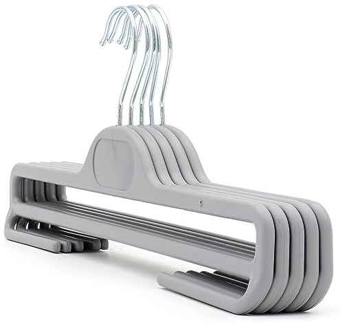 The Hanger Store 20 Grey Plastic Coat Hangers with Bar for Trousers-Choose Pack Size & Colour