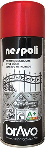 Nespoli Pintura en Spray, Color Rojo, Efecto Metalizado, 400 ml, Acabado Profesional