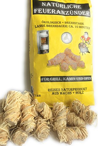 5 KG (5x1KG) Kaminanzünder, aus Holzwolle & Wachs, Brennholzanzünder, einzeln verpackte Holzanzünder