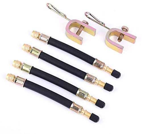 Lot de 4 rallonges de Valve de Pneu en Caoutchouc Flexible de 140 mm + 2 Colliers de Serrage pour Camion, Bus, Camping-Car, Roue de Voiture, Transit.