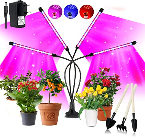 Niello Pflanzenlampe LED, Pflanzenlicht 80 LEDs Pflanzenleuchte Wachstumslampe Wachsen licht Vollspektrum mit 10 Stufen, 3 Modi, 4 Köpfe Wachstumslampe mit Zeitschaltuhr für Gartenarbeit