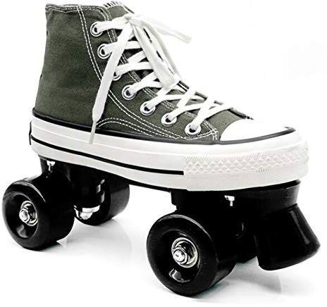 STRTG Canvas Schlittschuhe Rollschuhe Für Damen Mädchen Roller Quad Skates Komfortables Und Atmungsaktives Mit Zweireihigem Rad Obermaterial Leinwand Rollschuhe B,38