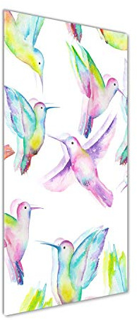 Tulup Peinture sur Verre trempé 50x125cm décoration Murale Tableau Image - Colibris colorés