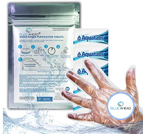 BLUE AHEAD® Chlorine Puritabs Steriliser Tablets For Waterrower Water Rower Rowing Machine Purification Against Algae Tank Maintains Purifies 1 Year Supply (1 Pack)