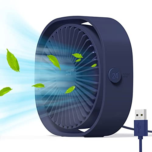 Simpeak Ventilador USB Mini, Ventilador USB de Mesa Portátil, 3 Velocidades Silencioso, Angulo Ajustable Fan Pequeño para Oficina Hogar Viajar y Acampar - Azul Oscuro