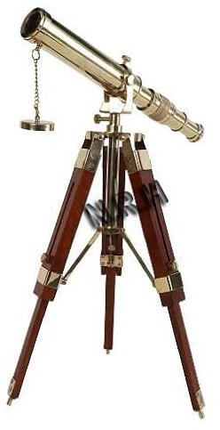 Vintage Brass Telescope On Tripod Stand - Df Lens Antique Desktop & Nautical Spyglass For Home Decor & Outdoor Adventures