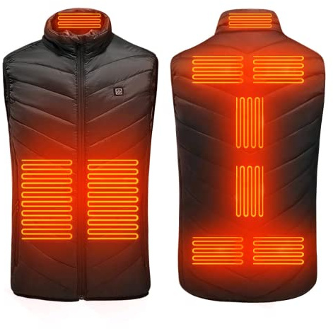 Gilet Riscaldato, Gilet Riscaldato Uomo Donna, Caccia Gilet, Usb Gilet Riscaldante Elettrico, Regolabile Lavabile Giacca Riscaldabile, 3 Livelli Di Temperatura, Per Caccia, Campeggio (XXL, Nero)