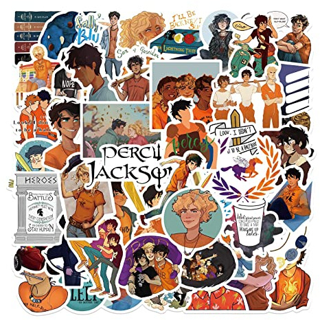 50 Percy Jackson Stickers Pack, Movie Theme Anime Cartoon, Waterproof Vinyl Stickers for Water Bottle, Car Bumper, Luggage & More, Cute Graffiti Decals for Teens, Girls, Boys & Adults