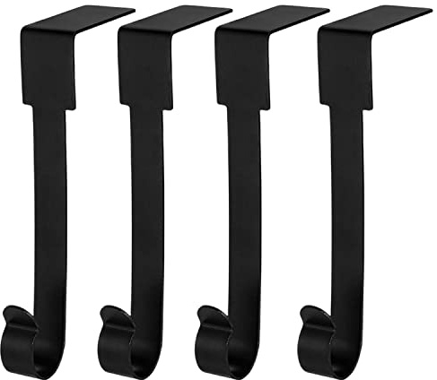 Guojanfon 4 Pack Christmas Stockings Holder Hanger,Metal Hooks for Hanging Christmas Stockings,Stocking Holders for Mantle for Christmas Decorations (Black)