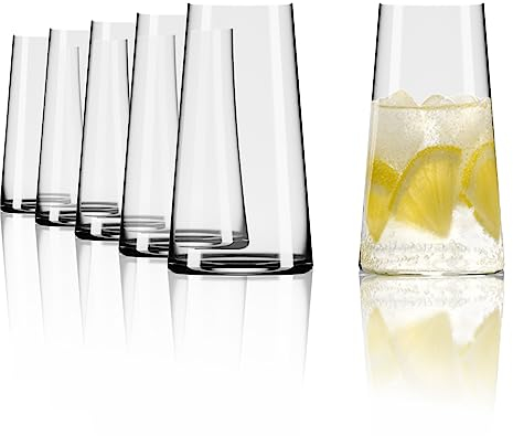 Stölzle Lausitz Longdrinkgläser Power 6er-Set 460ml – Elegante Highball Cocktail Gläser für Drinks, Wasser & Säfte – Hochwertige Longdrinkbecher aus Kristallglas – Spülmaschinen- & Stoßfest