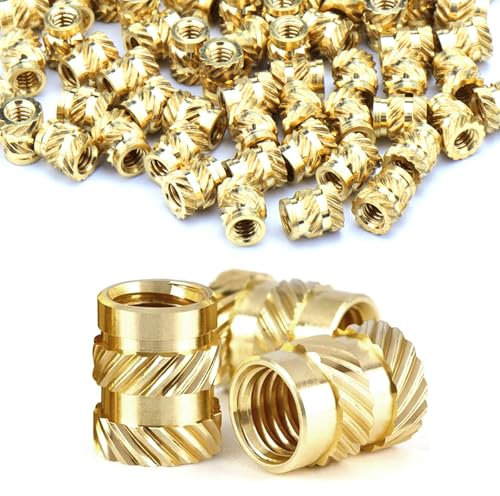 Gewindeeinsatz, Einpressmuttern, Messing Einbettung Muttern Rändelmuttern, Threaded inserts für Kunststoffteiledurch Wärme oder Ultraschall in 3D-Drucker Teile (M4*8 * 6mm-50pcs)
