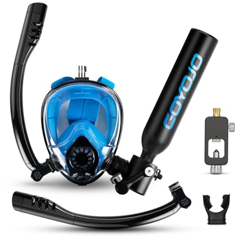 GOYOJO 0.5L Mini Scuba Tank with Snorkel Mask – Portable Underwater Air Supply for Snorkeling & Shallow Dives, DOT‑Certified 5–8 Min Underwater Breath System