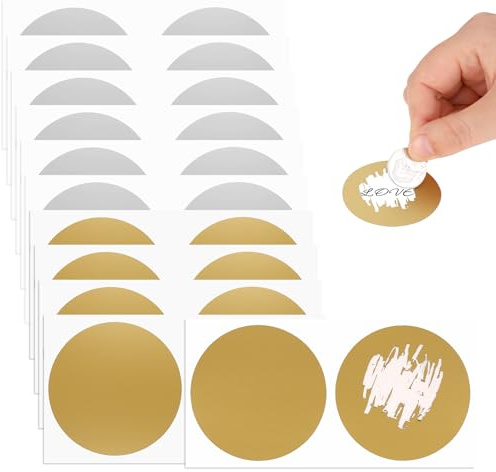 50 pièces autocollants à gratter à faire soi-même, autocollants à gratter de 50mm dorés et argentés, étiquettes à gratter à coller, autocollants scratch off créatifs pour surprises, appropriés pour