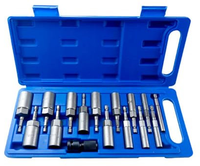 Jeu de tournevis à écrou magnétique, jeu d'adaptateurs de douilles à percussion, 15 pièces, outils de forets à vis électriques, acier, pour perceuse sans fil, visseuse à (16 Pcs)