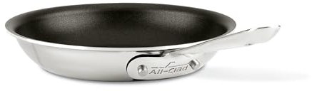 All-Clad D3 9 Inch Stainless Steel Pro Non Stick Frying pan, 3-Ply Stainless Steel Pan, Induction, Oven Broiler Safe 500F, Pancake Egg Pan, Skillet, Professional Cookware, Silver