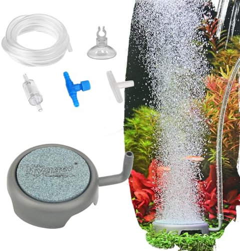 hygger Aquarium Air Stone for Fish Tanks, Aquarium Dissolved Oxygen Diffuser Stone Stainless Steel Air Bubble Stone Quiet Ultra Nano Air Stones for Aquarium (2.2Inch)