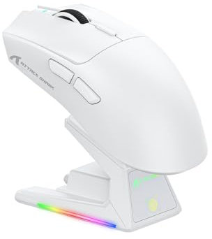ATTACK SHARK X1 Gaming Mouse with Touchpad RGB Charging Dock, PixArt PAW3395PRO Gaming Sensor, BT/2.4G Wireless/Wired Gaming Mäuse, 40000 DPI, 53g Superlight Gamer Mice for Win11/Xbox/PS/Mac (White)