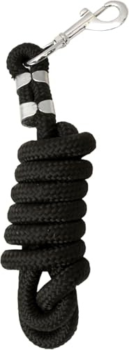 Horse Lead Rope with Heavy Duty Snap Hook – 2 Meter Braided Nylon Lead Line for Horse Training, Leading, Groundwork & Stable Use – Durable Soft Grip Halter Rope (Black)