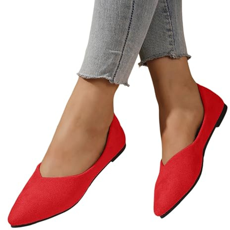 Generisch Zapatos de mujer elegantes y cómodos, zapatos de bailarina para mujer con tacón de encaje rojo plata malla cómodos zapatos tradicionales tiroleses festivos zapatos de cuña medievales planos