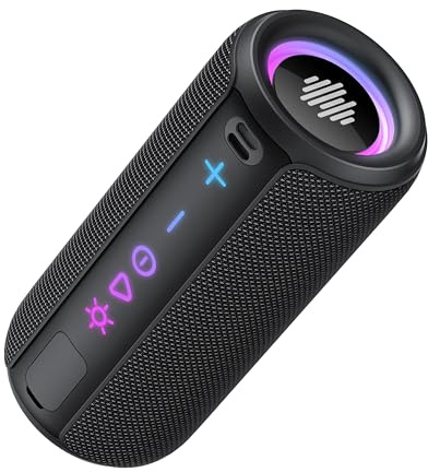 TIMU Cassa Bluetooth Portatile Potente, 25W Altoparlante Bluetooth 5.4 con 2 Modalità EQ, Basso Profondo, IPX7 Impermeabile Speaker, TWS, 24H di Autonomia, 8 Modalità RGB, Supporto AUX/TF