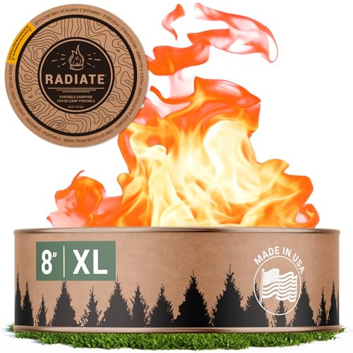Radiate XL 8 Portable Campfire As Seen On Shark Tank - Up to 2 Hours of Burn Time - Reusable Travel Fire Pit for Camping, Patios & Beach Days - Portable Fire Pit - Made in USA