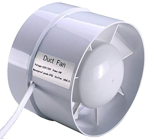 5 / 120mm Estrattore Tube assiale diametro 125mm 240 m³/h aspiratore estrazione ventilazione standard di silenzio bagno a basso consumo energetico (5 inch)